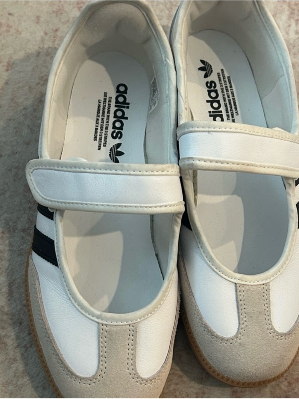 adidas White and Black Mary Jane Sneakers